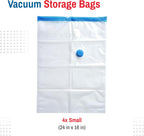 4 Pack Small Vacuum Storage Bags for Comforters, Blankets & Clothes – Vacuum Sealed Compression Bags with Hand Pump – Space Saver Storage Bags for Bedding, Moving, Travel & Organization