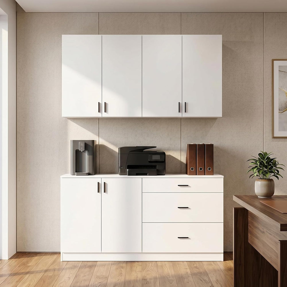 63" Wide Kitchen Pantry, 2-Piece Modern Storage Cabinet with 6 Doors and...