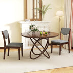 GOFLAME Wood Dining Chairs Set of 4, Linen Fabric Upholstered Kitchen Side Chairs with Padded Seat & Back, Rubber Wood Legs, Farmhouse Armless Dining Room Chairs for Living Room Restaurant