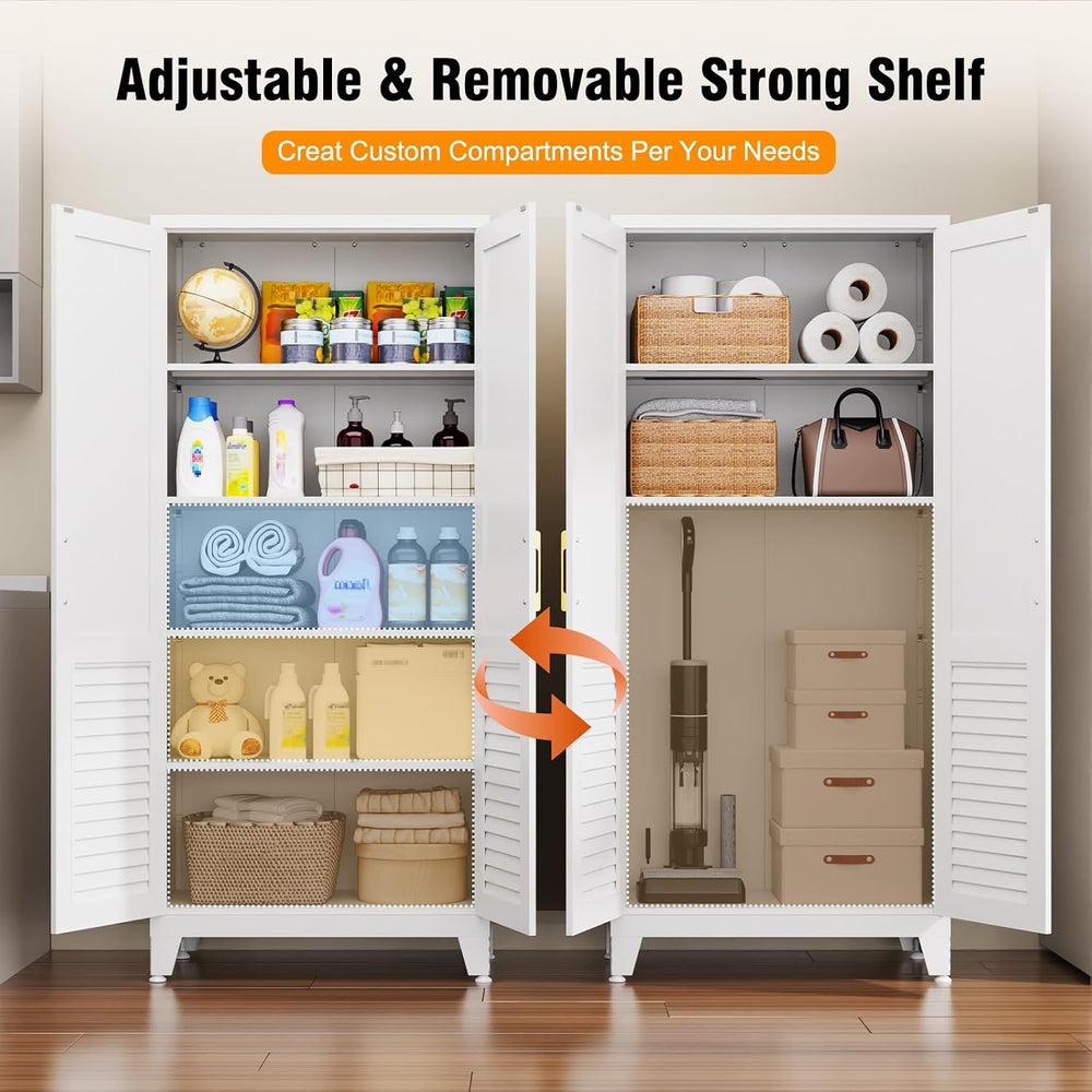 61''Kitchen Pantry cabinet ,Adjustable Storage Cabinet with 2 Doors a...