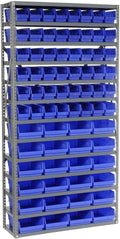 Global Industrial 13 Shelf Steel Shelving with (72) 4" H Plastic Shelf Bins, Blue, 36x12x72