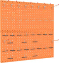 TORACK Metal Pegboard Wall Organizer 24" x 24" or 12" x 48", 70 PCS Tools Storage Pegboard for Garage, Modular Pegboard, Tool Organizer Board with Peg Board Hooks(Orange)