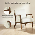 DUMOS Accent Chairs Set of 2, Mid Century Modern Accent Chair with Lumbar Pillow and Solid Wood Frame, Upholstered Armchair Reading Chair for Living Room, Bedroom, Beige