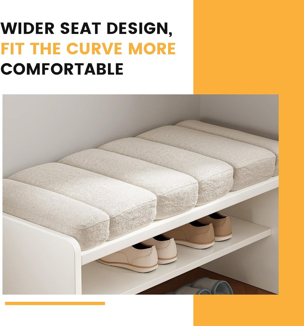 Modern Shoe Bench with Storage, Shoe Rack with Cushion Upholstered Fabric Sho...