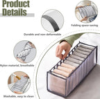 TOOVREN Socks Organizer 2 Pack, sock drawer organizer, sock drawer organizer divider, Cabinet Closet Organizers and Storage, Mesh Foldable Compartment Boxes for Storing Socks, Underwear, Ties, Panties