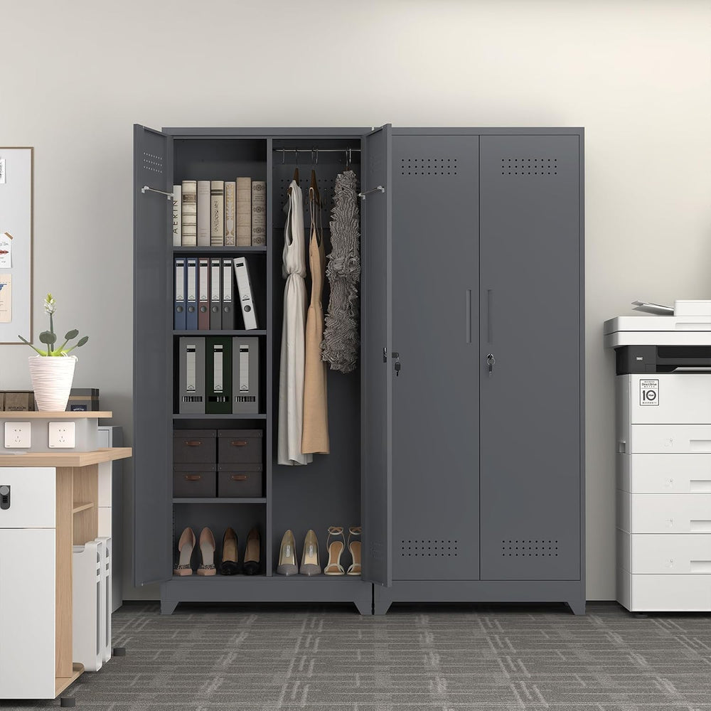 Garage Storage Cabinet, Locking Cabinet with Doors and Shelves, 72.8" Ta...