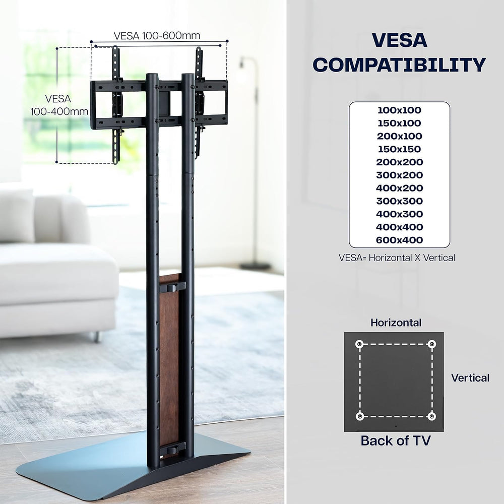 VIVO Dual-Column TV Floor Stand for 32” to 85” Screens with Heavy Duty Base, ...