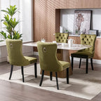 Velvet Dining Chairs Set of 2, Tufted Upholstered Dining Room Chairs with Back Ring Pull, Nailhead Trim and Solid Wood Legs, Modern Dining Chairs for Dining Room, Kitchen,Olive Green