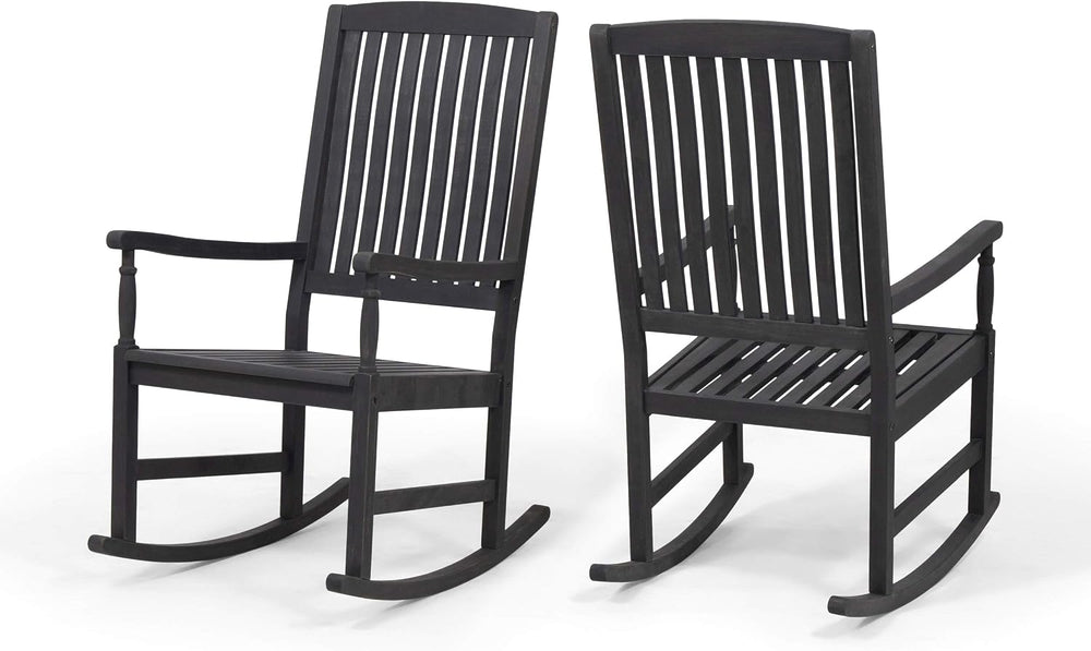 Great Deal Furniture GDFStudio Outdoor Acacia Wood Rocking Chairs (Set of 2),...