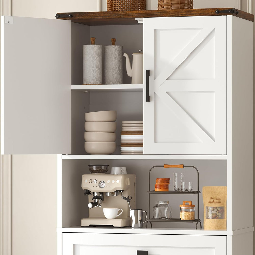 67" Tall Farmhouse Pantry Cabinet with Drawer,Small Storage Cabinet for ...