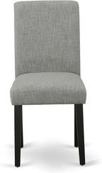 East West Furniture AMAB5-BCH-06 5 Piece Dining Set Includes a Round Kitchen Table with Pedestal and 4 Shitake Linen Fabric Parson Dining Chairs, 36x36 Inch, Black & Cherry