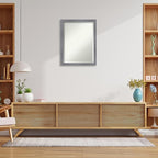 Amanti Art Grey Wall Mirror 27x21 Edwin Grey Rectangle Bathroom Mirror for Wall Decor Living Room, Medium Casual Wood Frame, Hangs Horizonally and Vertically, Bathroom Decor, Beveled Edge from WI, USA