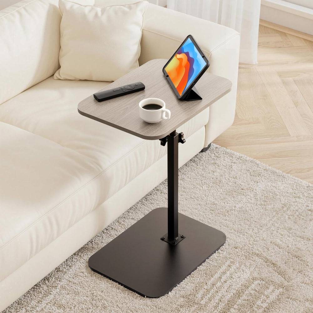 ZEAPTAC C-Shaped Side Table, 360° Swivel Height Adjustable, Lightweight Porta...