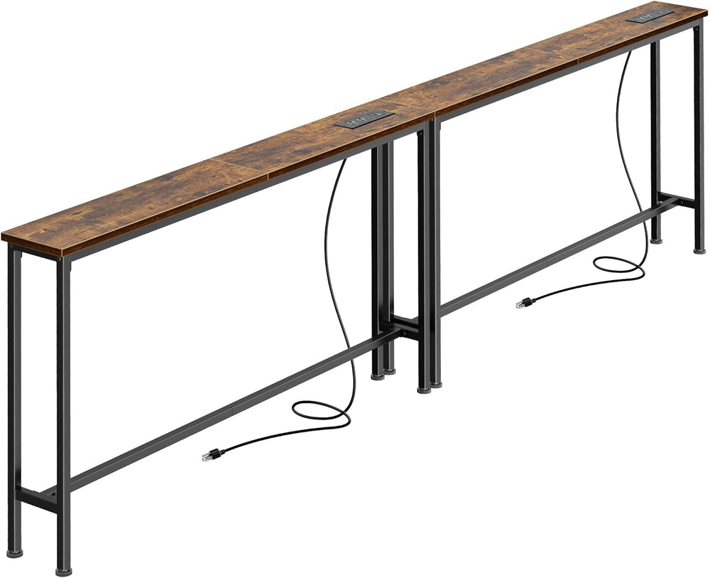 SUPERJARE 86.6 inch Narrow Behind Couch Table with Charging Stations | Power ...