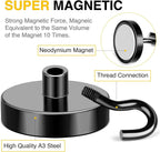 DIYMAG Black Magnetic Hooks, 170 LB Heavy Duty Strong Magnets with Hook, Rare Earth Neodymium Magnet for Cabins Cruise Ship Essentials 8 Packs