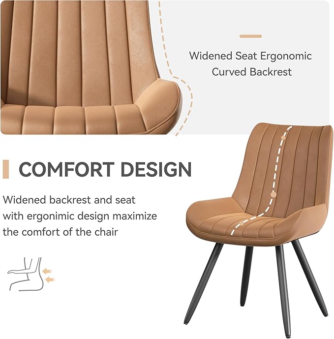 Dining Chairs Set of 2, Mid Century Modern Kitchen Chairs with Soft Cushion, ...