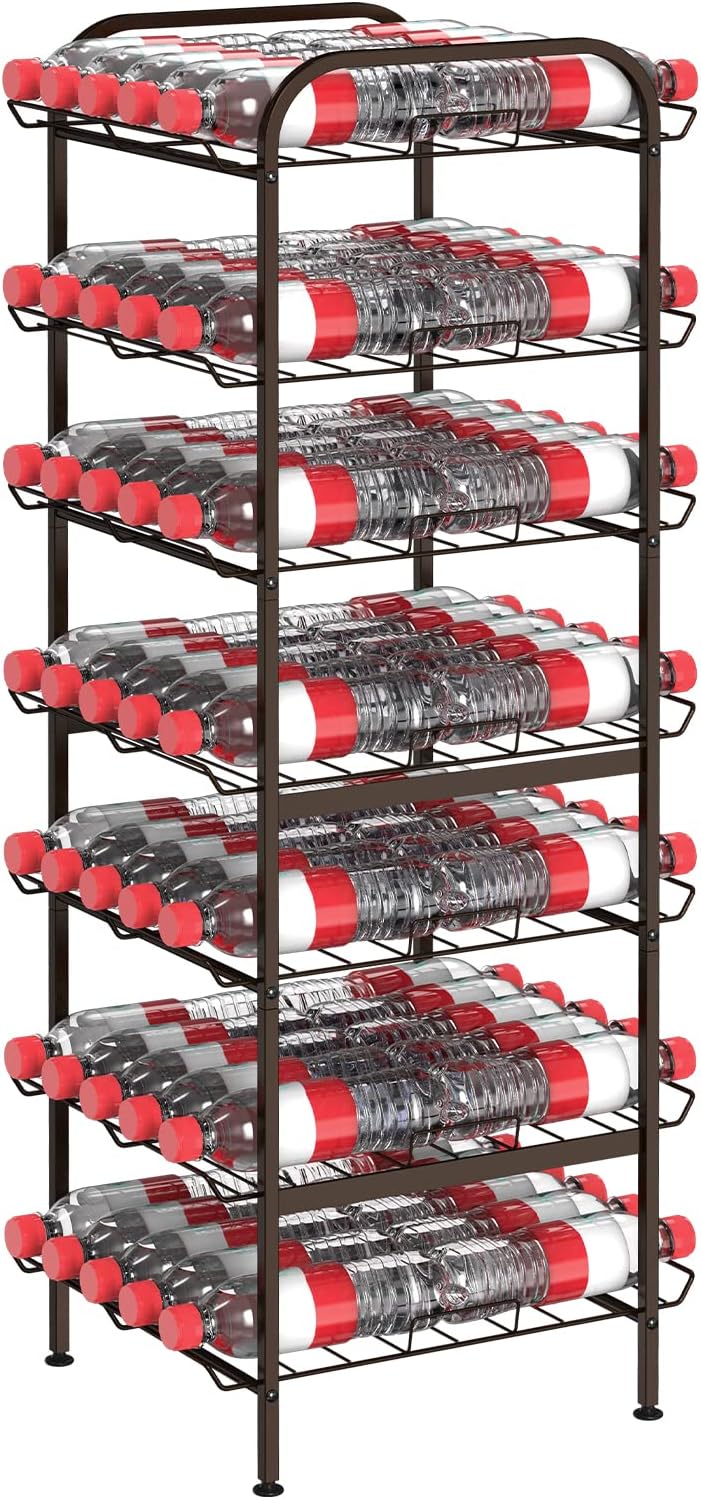 smusei Water Bottle Organizer 7 Tier Free Standing Vertical Metal Water Bottl...