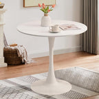 3-Piece 31.5" Round Dining Table Set for 2 with Upholstered Chairs – Space-Saving Modern Small Kitchen Cafe Bistro Set(T-Back Grey Linen Chair)