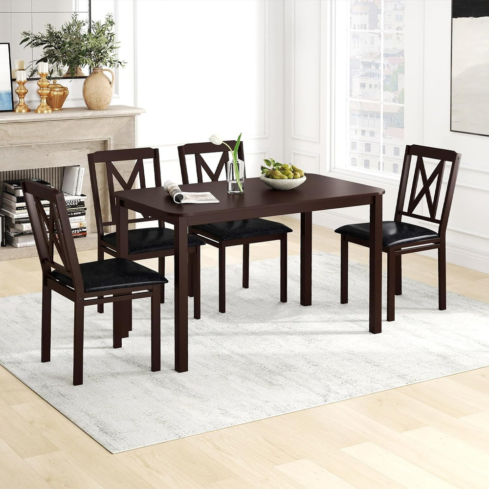 Giantex 5-Piece Dining Table Set for 4, 47" Rectangular Kitchen Table &a...