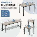 DUMOS Dining Table Set, Dining Table for 4 with Bench, Kitchen Table, Space-Saving Ideal 4-Person Set for Dining Room Kitchen Apartment Corner Grey 4 Pack