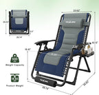 Amopatio XL Padded Zero Gravity Chairs Foldable Zero Gravity Lounge Chair Outdoor Portable Reclining Chair with Removable Cup Holder/Headrest/Footrest