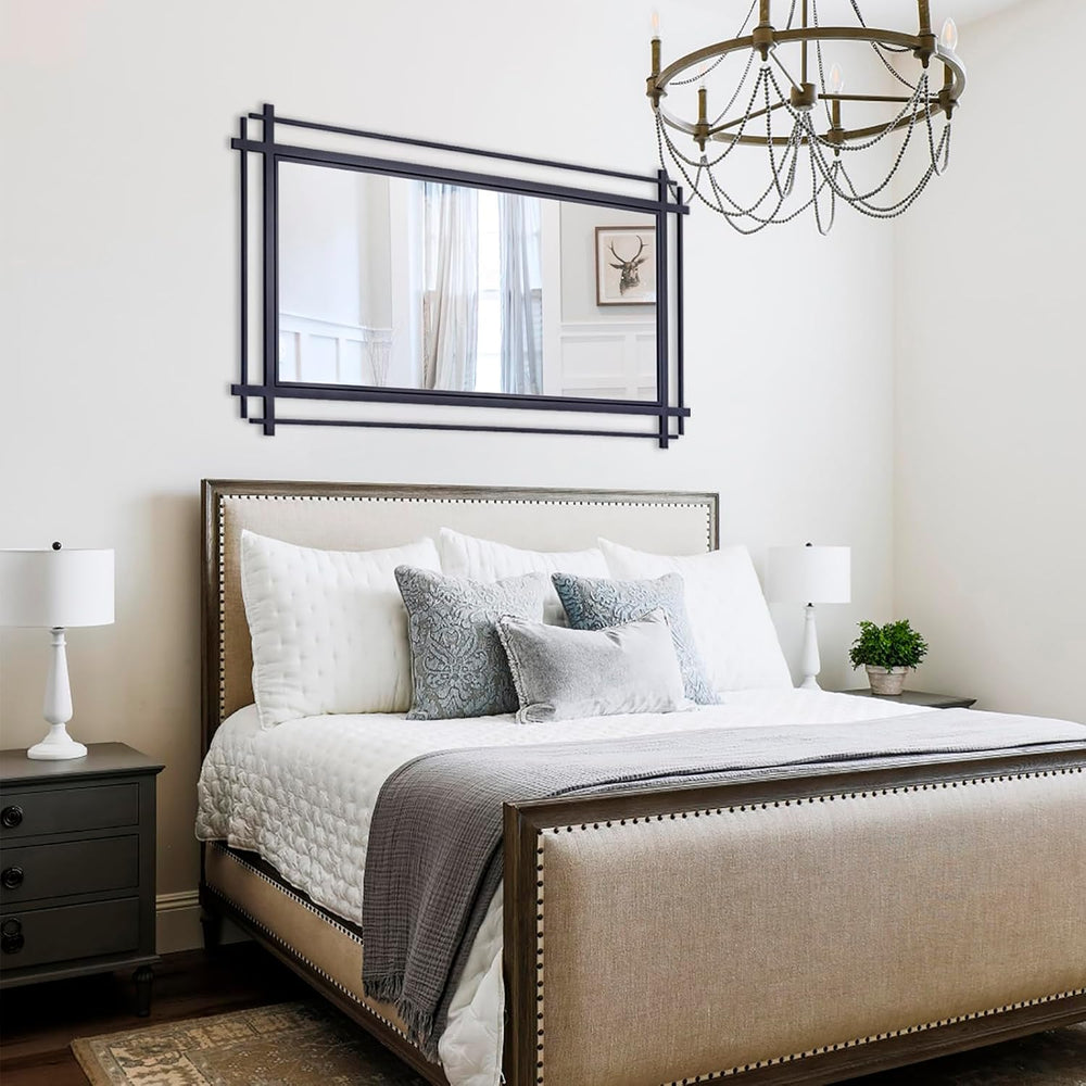 Large Living Room Mirror, 47'' x 24'' Black Wall Mirror for H...