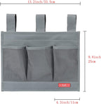 Hanging Bedside Caddy, Bedside Storage Organizer for Magazine, Phone, Remote control (Classic 4 Pockets-Grey)