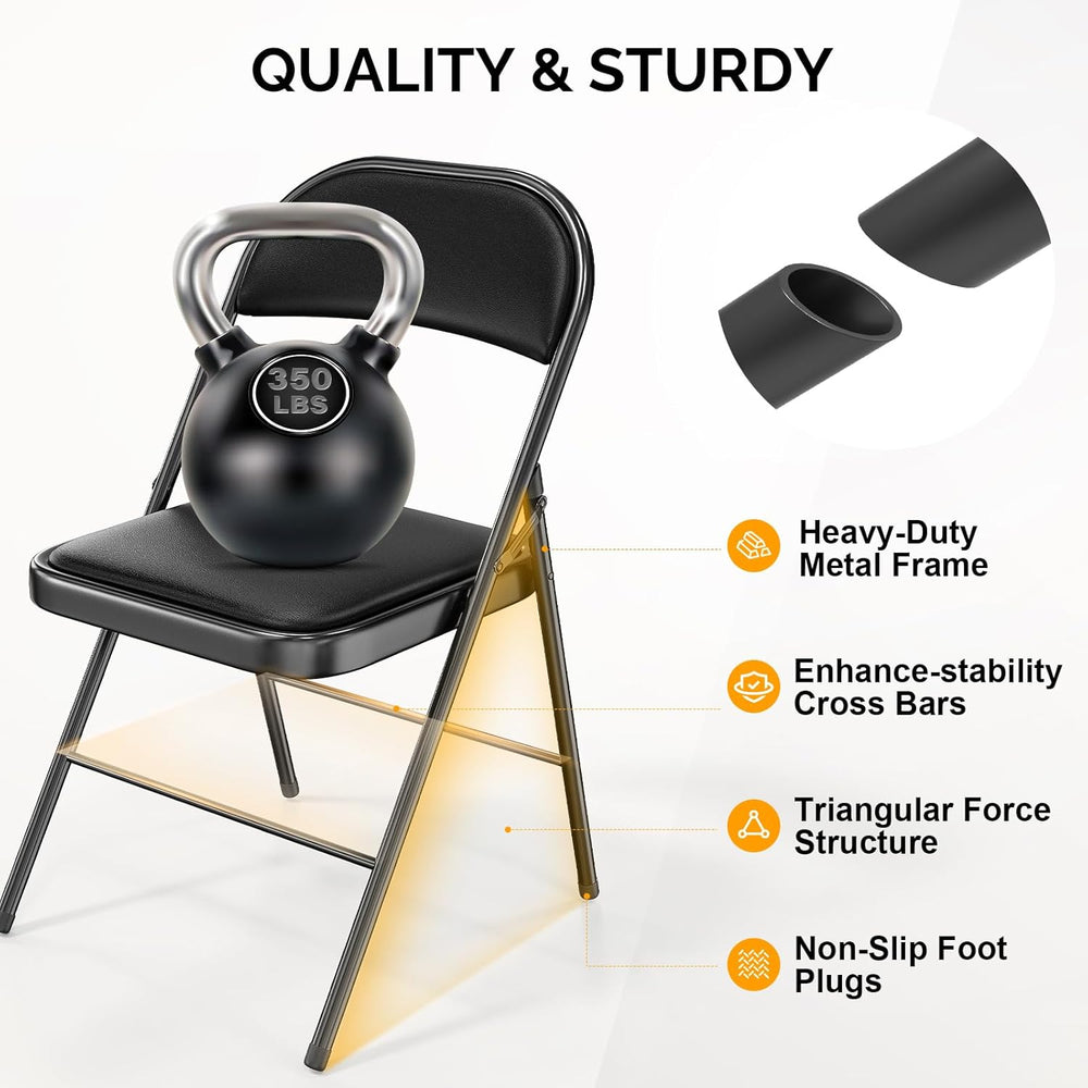 Bonnlo Folding Chair with Comfortable Padded Cushion and Back, Portable Foldi...