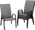 JEAREY Patio Dining Chairs Set of 6, Outdoor Stackable Dining Furniture Set, All Weather Dining Set for Lawn, Garden, Backyard, Poolside, Grey
