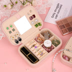 TopPerfekt Travel Jewelry Case, Jewelry Box with Mirror, Jewelry Organizer Bridal Shower Gifts to Her, Earring Storage Travel Case, Trendy Gift for Women and Girls, Girlfriend-Letter B, Black