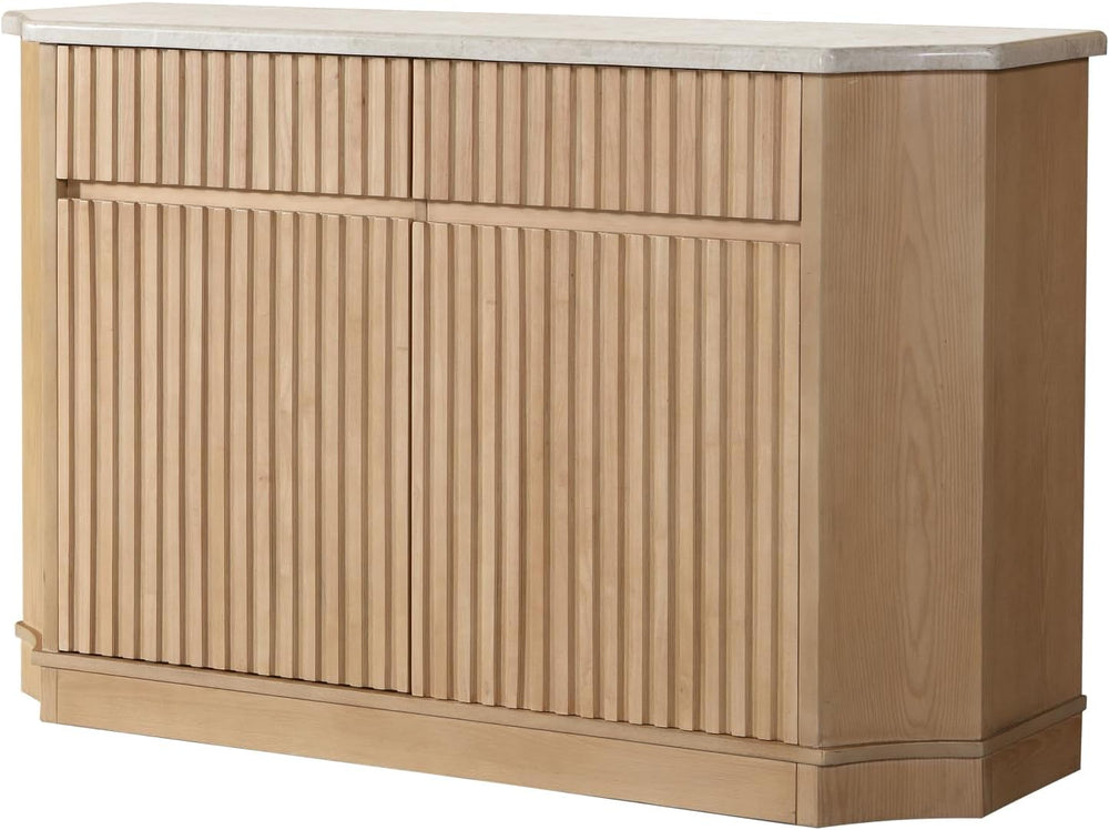 Natural Marble Top & Oak Finish Server with Synthetic Wood, 18 x 71 x 36 ...