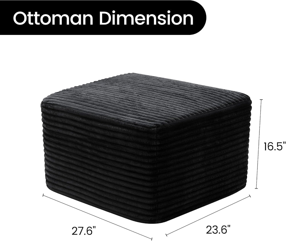 27.6" Floor Ottoman, Plush Corduroy Ottoman Foot Rest for Couch in a Box...