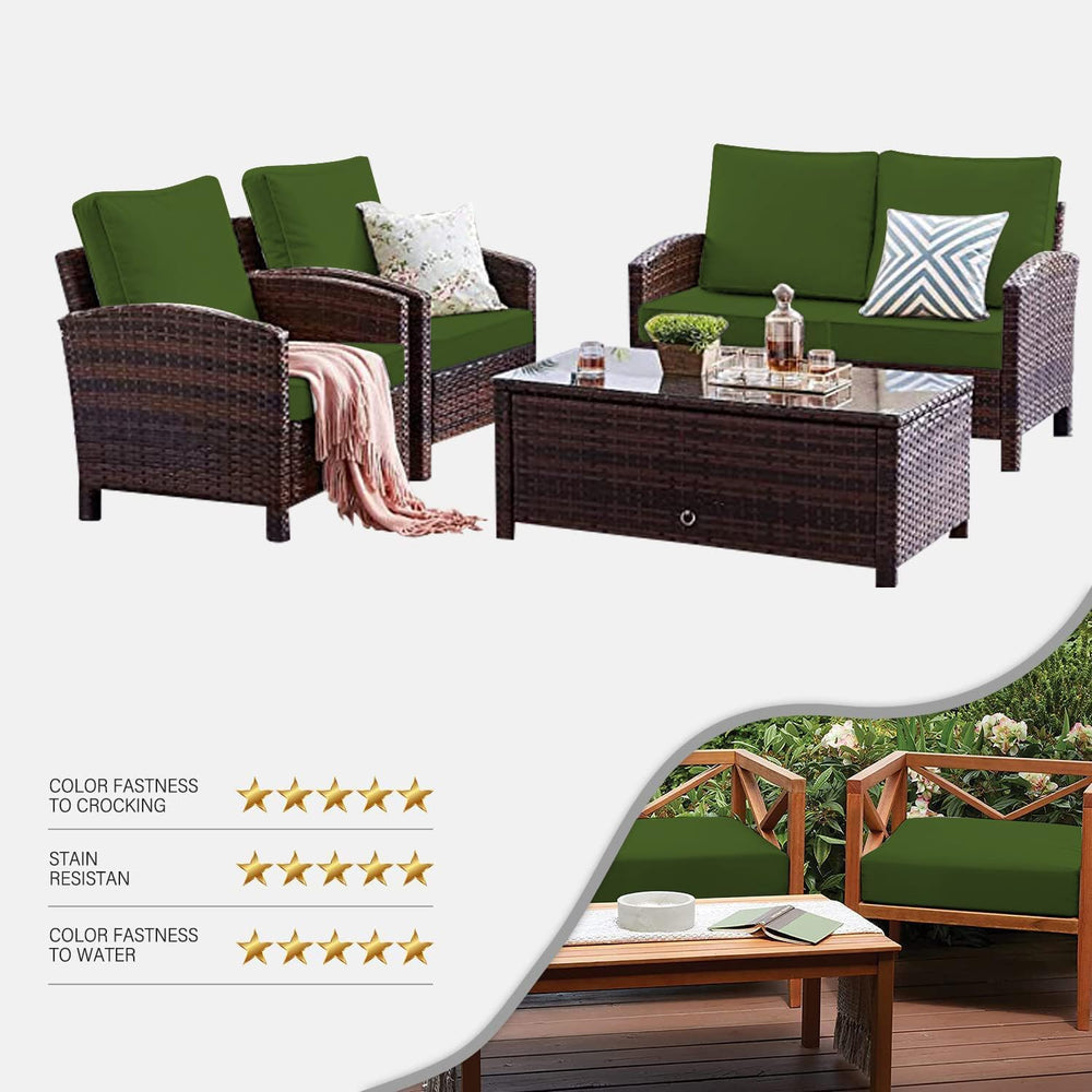 VAKADO Outdoor Patio Furniture Chair Cushion Replacement Covers Set of 4 Wate...