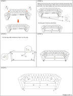Container Furniture Direct Zenvor Velvet Chesterfield Sofa for Living Room, Apartment or Office, Mid Century Modern Couch with Diamond Tufts and Nailhead Accent, 75.98", Grey
