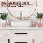 Pink Glass Bathroom Accessories Set 5 Pcs, Pink Bathroom Set, Soap Dispenser and Toothbrush Holder Set, Qtip Holder Set, Vintage Bathroom Sink Set, Cute Bathroom Decor