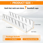 Hat Stand for Baseball Caps Display Hat Holder Organizer，No Install Rack Acrylic Hat Storage for 14 Baseball Caps、Closet Cowboy （2 Pack ）