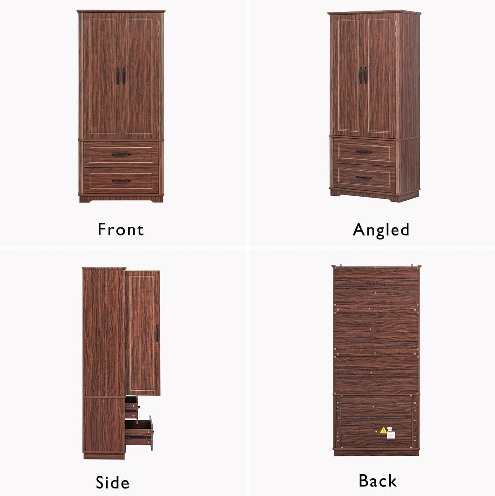 71" Farmhouse Freestanding Pantry Cabinet with Embossed Texture | 2 Larg...