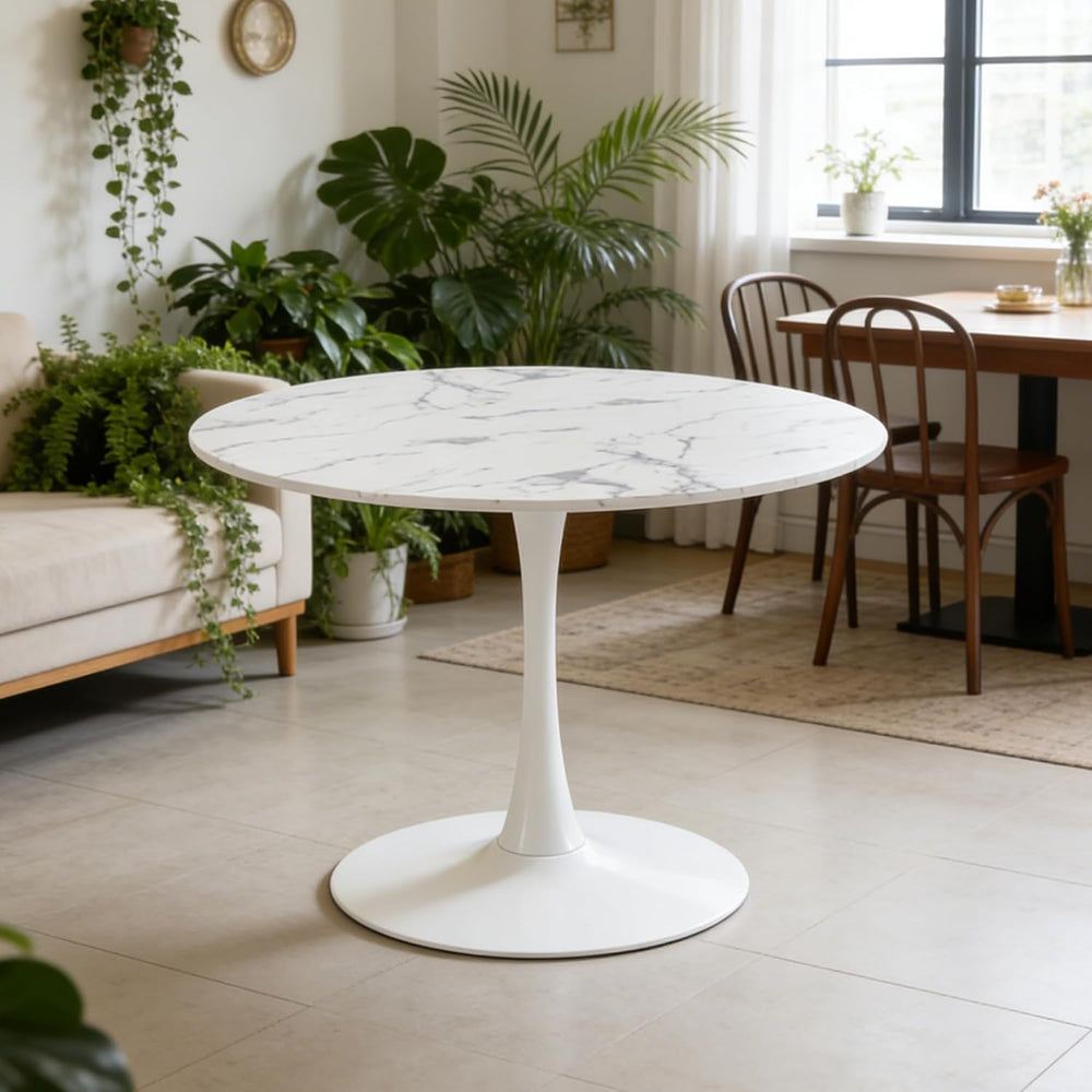 Mid-Century Round Tulip Table, 42" Tulip Dining Table with Sturdy Pedest...