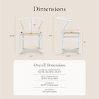 POLY & BARK Weave Dining Chair – Mid-Century Modern Wishbone Dining Chair with Arms, Solid Wood Frame, Indoor Use – White – Single - Ideal for Dining Room, Kitchen or Stylish Accent Setting