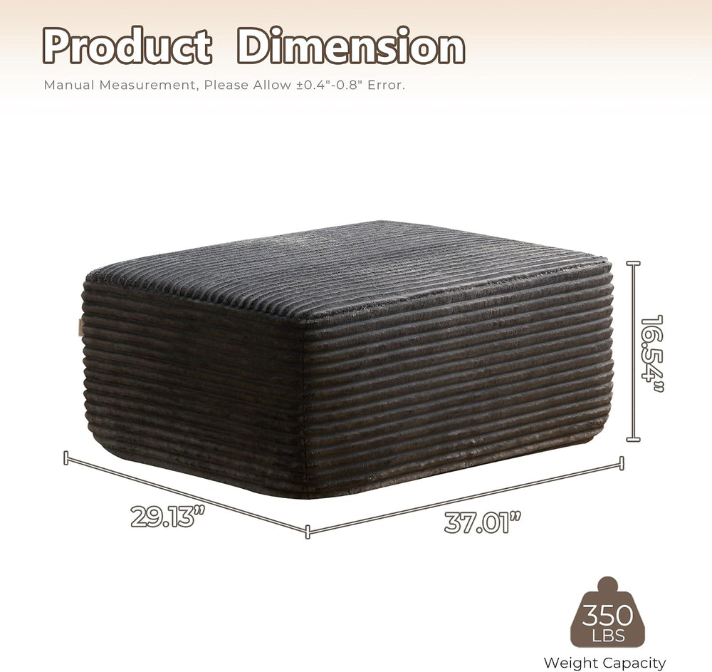HOOOWOOO Large Velvet Ottoman Coffee Table for Couch,Oversized Rectangular Ot...