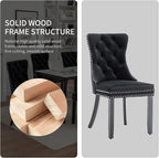 Velvet Dining Chairs Set of 6, Upholstered Dining Room Chairs with Nailhead Trim, Sillas de Comedor Modernas 6, Wooden Kitchen Chairs for Dining Room, Living Room, Kitchen, Bedroom, Black