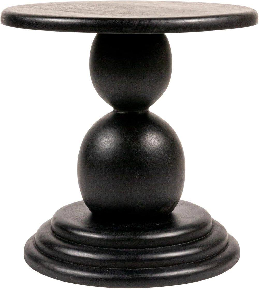 Creative Co-Op Round Mango Wood Bulbed Pedestal End Table, Black