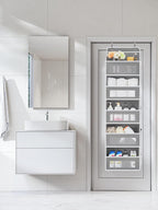 JARLINK Over The Door Organizer Storage, 5 Shelf Hanging Door Organizer with 5 Large Capacity Pockets, Anti Tilt 44 lb Load Behind Door Storage for Bedroom, Bathroom, Pantry, Nursery, (Grey)