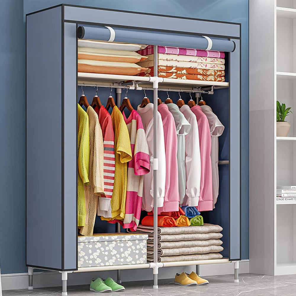 Portable Canvas Wardrobes for Bedroom,Canvas Wardrobe,Foldable Clothes Storag...