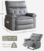 GarveeHome Oversized Recliner Chair - PU Leather Manual Recliner for Adults, Lazy Chair with 1.5X Sponge Comfort Arm and Back for Living Room, Bedroom