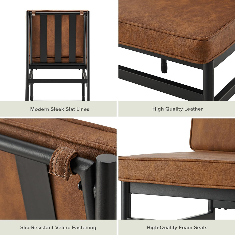 mopio Odelia Brown Faux Leather Dining Chairs Set of 2, Modern Kitchen Chairs...