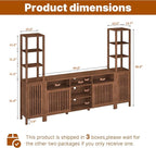 Farmhouse TV Stand for 70 inch TVs, Entertainment Center with Bookshelves - 4 Door Media Console with Adjustable Shelves, Storage Cabinet for Living Room Bedroom Home Theater, Rustic Brown