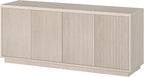 Henn&Hart Fluted TV Stand for TVs up to 65" with 2 Concealed Ribbed Storage Cabinets and Adjustable Shelves for Living Room, Family Room, or Office, Beech White
