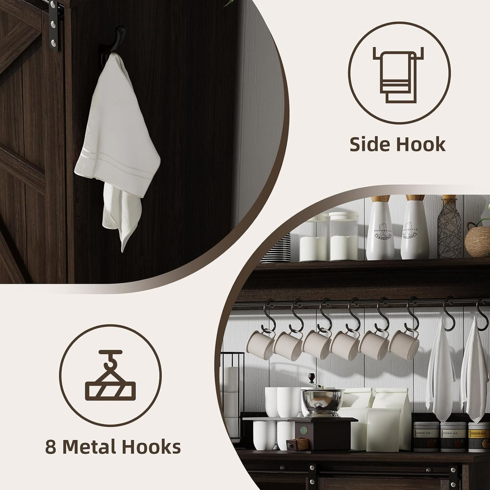 4ever2buy 55" Farmhouse Coffee Bar Cabinet with Storage & Wine Rack,...