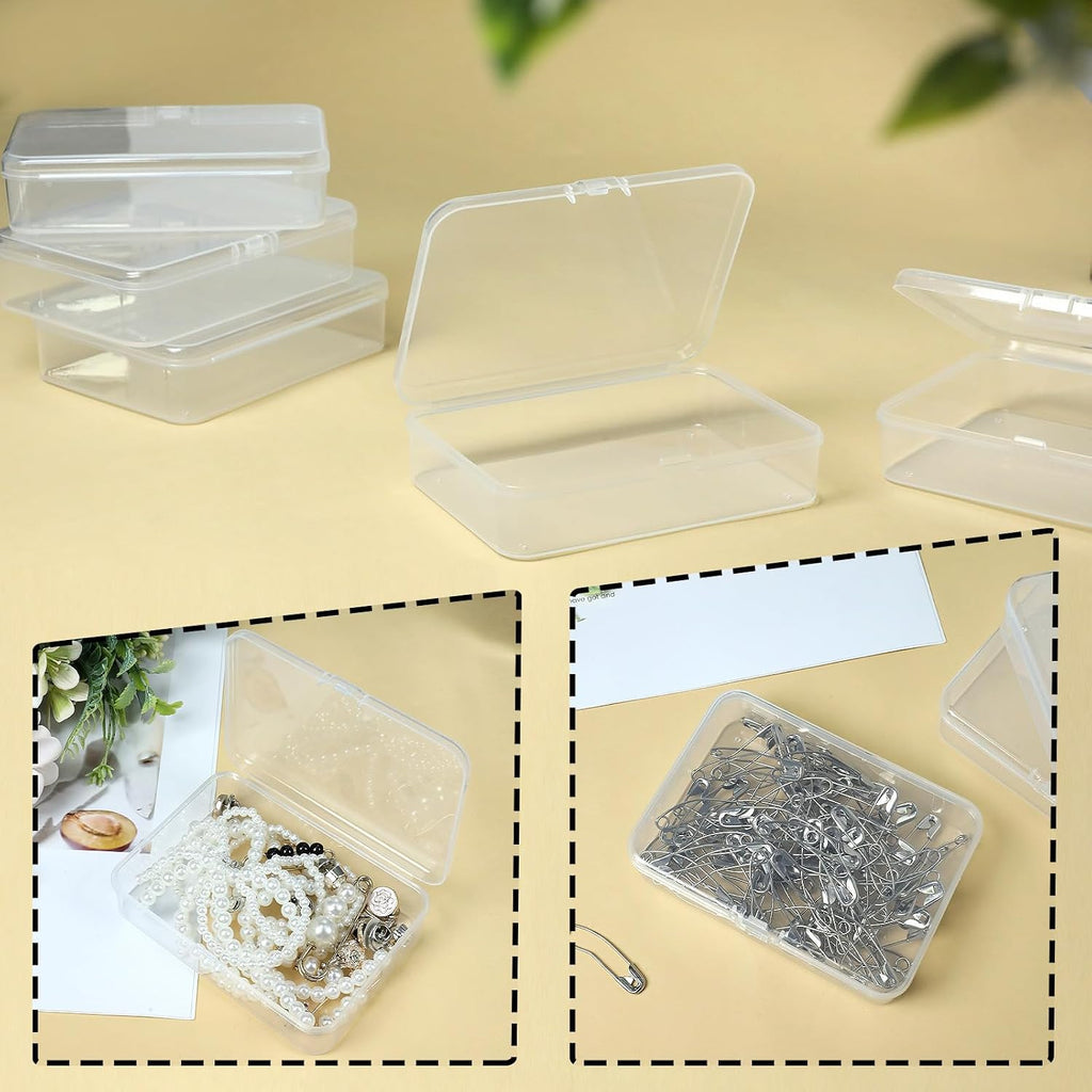 8 Pcs Small Plastic Case, 4x3x1 Inch Mini Plastic Storage Containers Box with Lid, Clear Rectangle Box Organizer for Collecting Small Items, Beads, Jewelry, Cards, Crafts